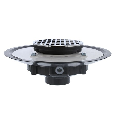 Jones Stephens 2in. Heavy Duty PVC Drain Base with 3-1/2in. Plastic Spud and 5in. Chrome Plated Strainer D53447